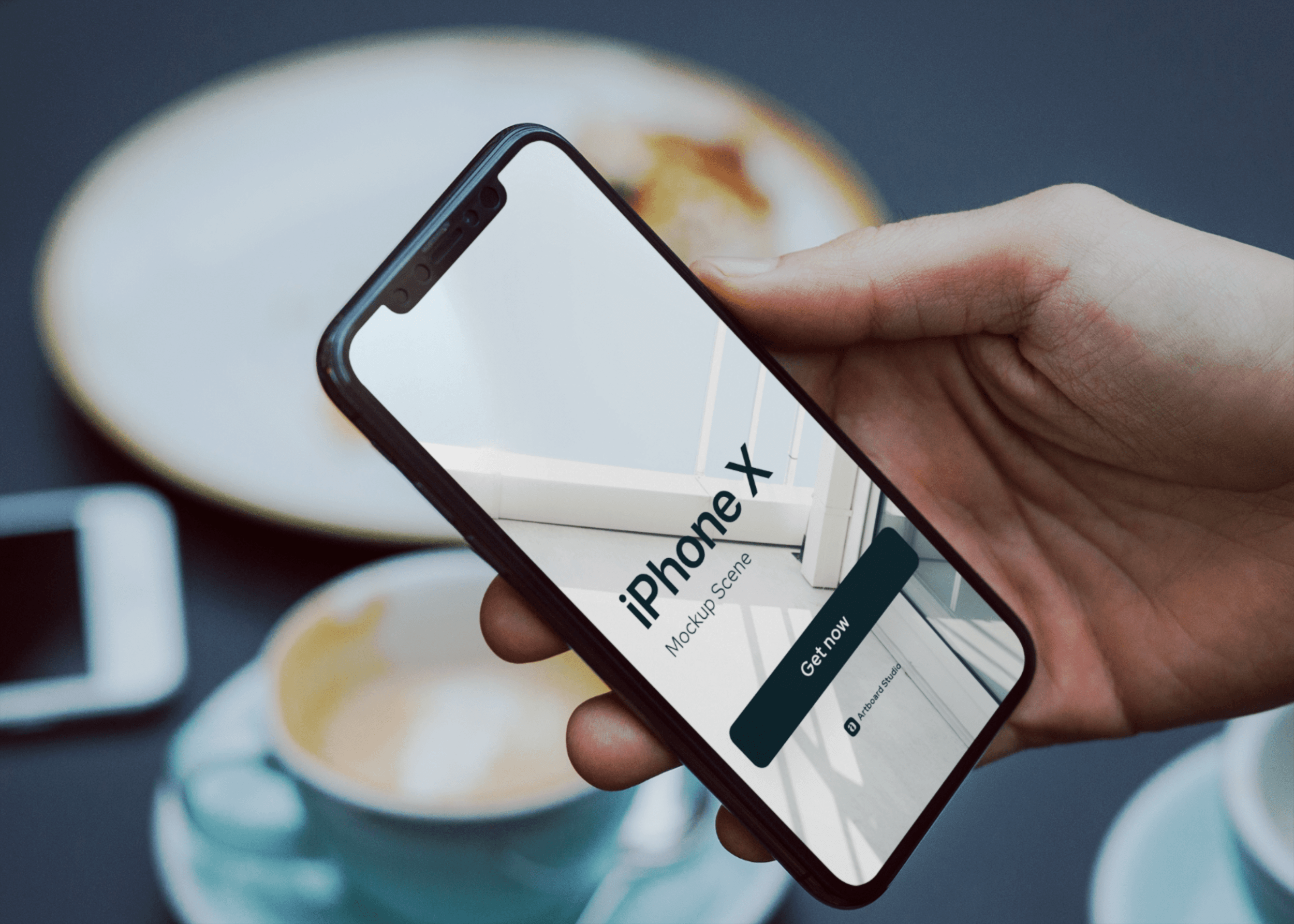 In this free psd there's a hand holding an . Hand Holding Iphone X Mockup Scene
